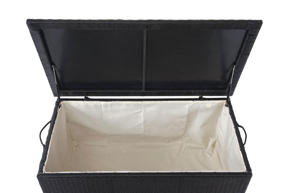 KISSENBOX aus Poly-Rattan HxBxT 63x135x52cm Premium schwarz 320L - Schwarz, Kunststoff (135/63/52cm) - PROREGAL