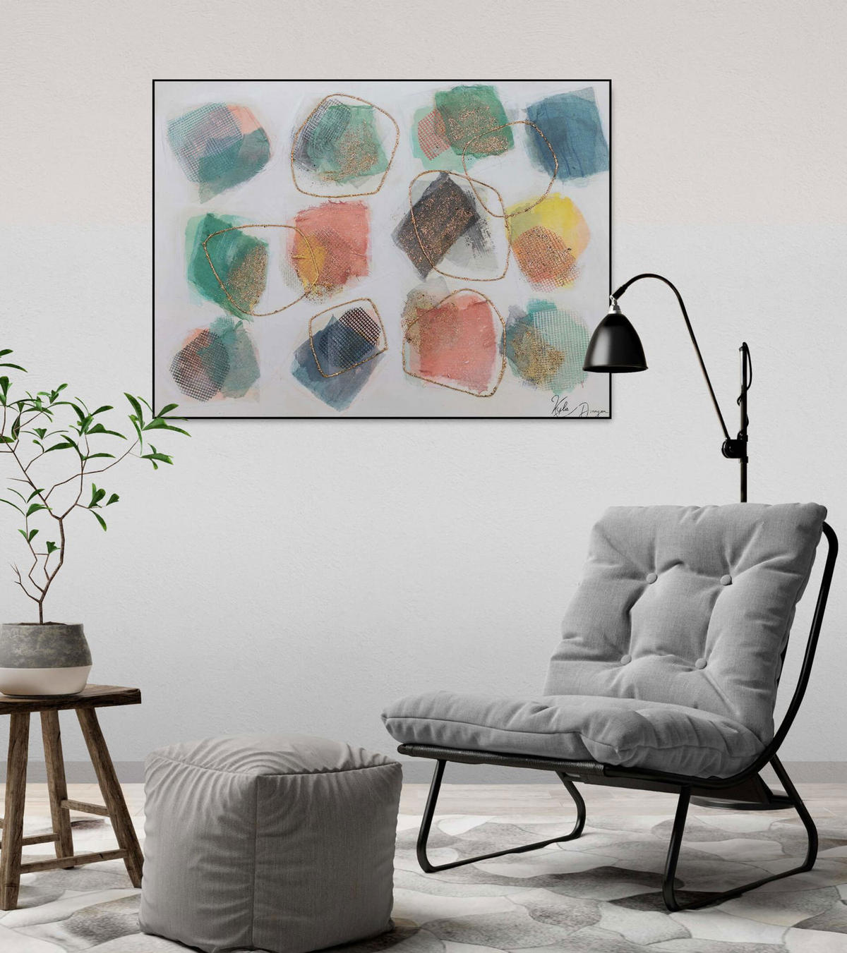 ACRYLBILD HANDGEMALT 100/75 cm - Beige/Weiß, Holz/Textil (100/75cm) - KUNSTLOFT