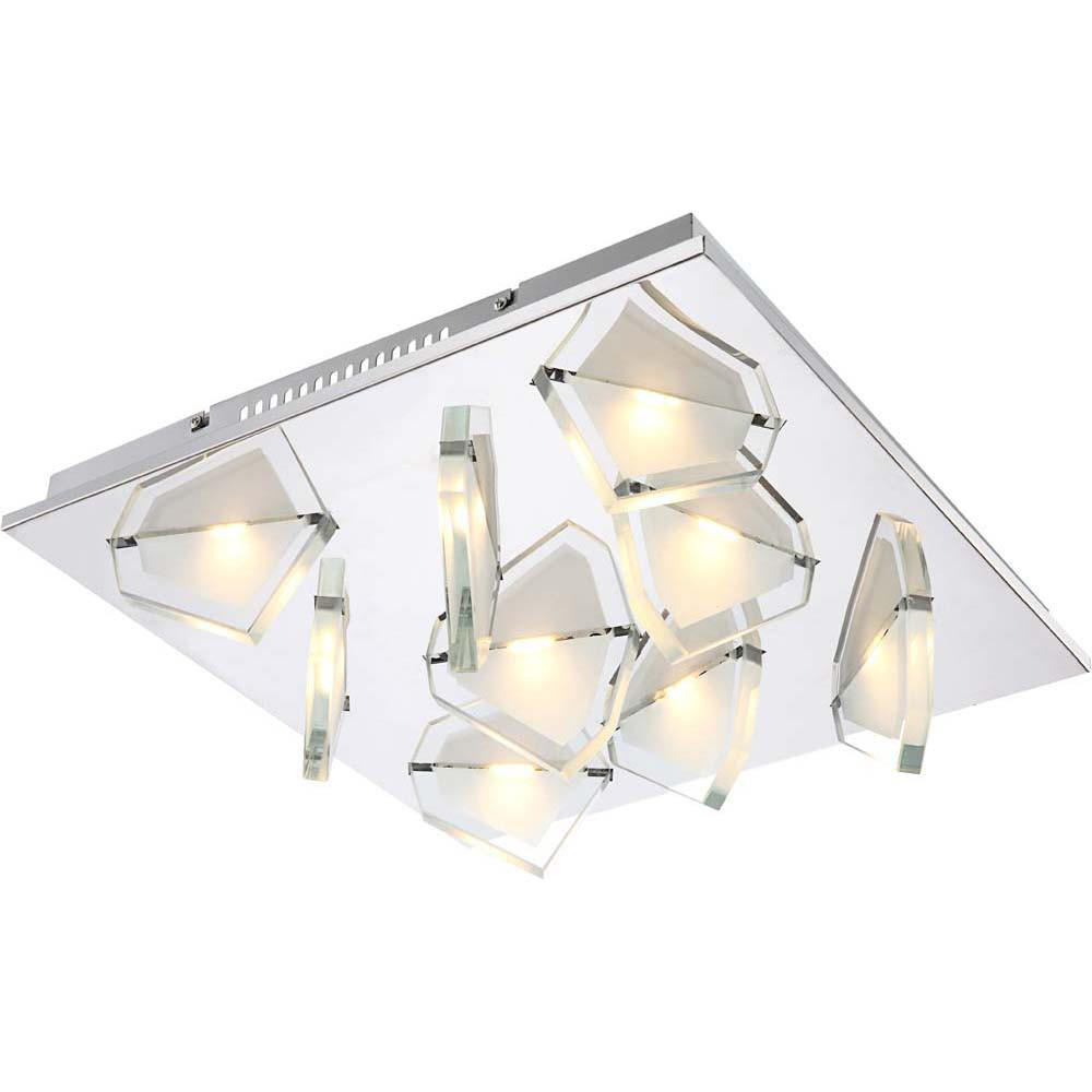 LED DECKENLEUCHTE MIA Silber Metall Glas - Silberfarben, Glas (45/45/12.5cm) - Globo Lighting