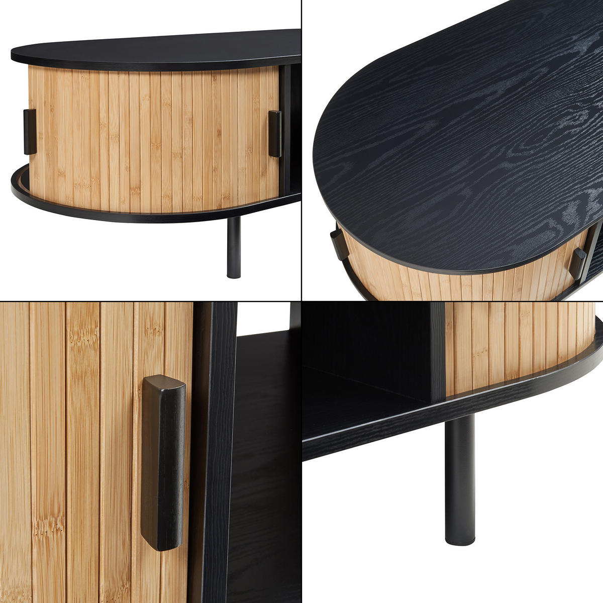 COUCHTISCH Tvedestrand 120/55/40 cm - Schwarz/Naturfarben, Holzwerkstoff/Metall (55/120/40cm) - [en.casa]