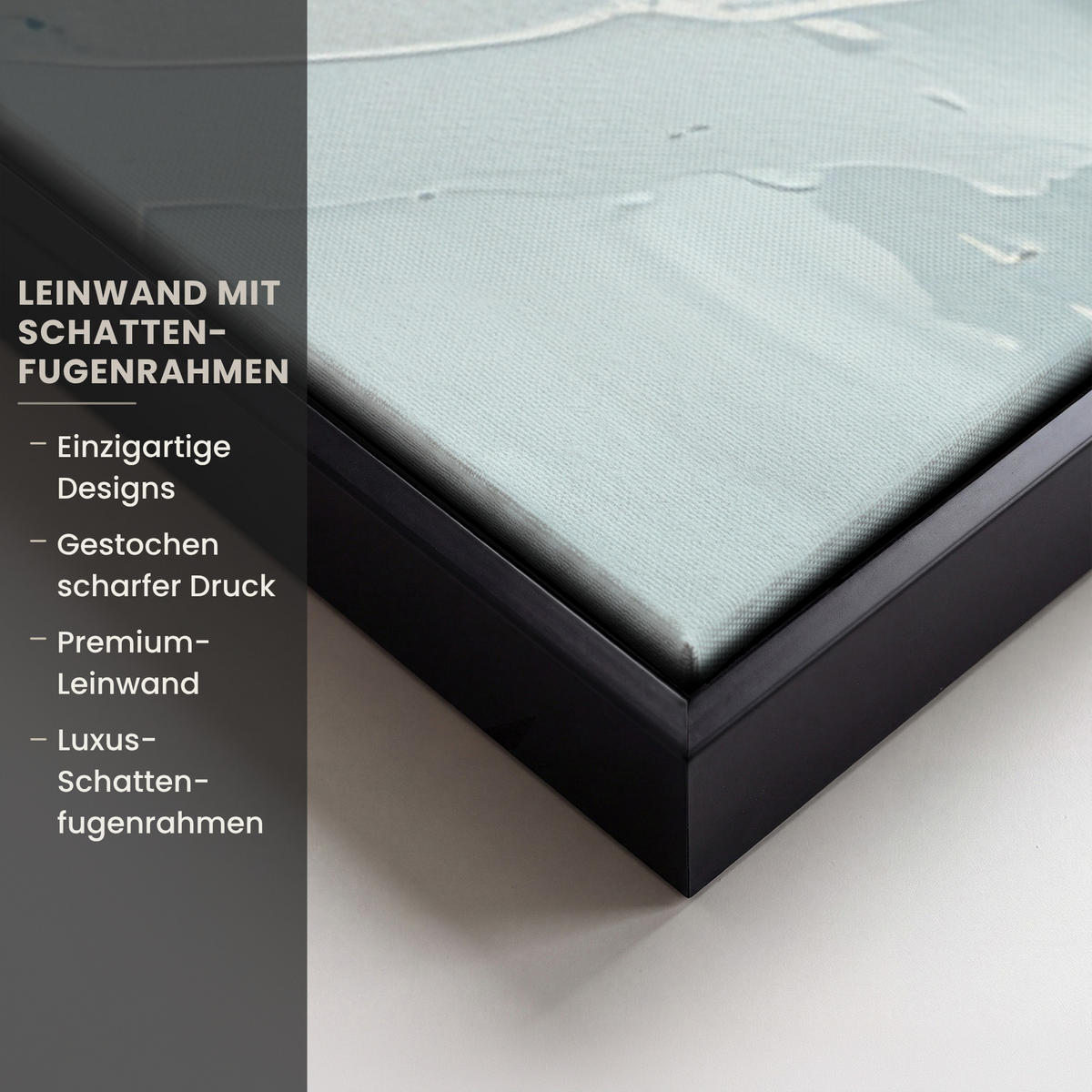 LEINWAND Bilder mit Rahmen - Abstrakt - Kunst - Gold - Blau - 90x90 - Petrol, Textil (90/90cm) - MuchoWow