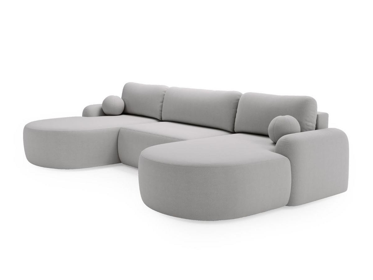 ECKSOFA Aurio U Bouclé-Stoff Grau - Schwarz/Grau, Kunststoff/Textil (347/177cm) - Graingold