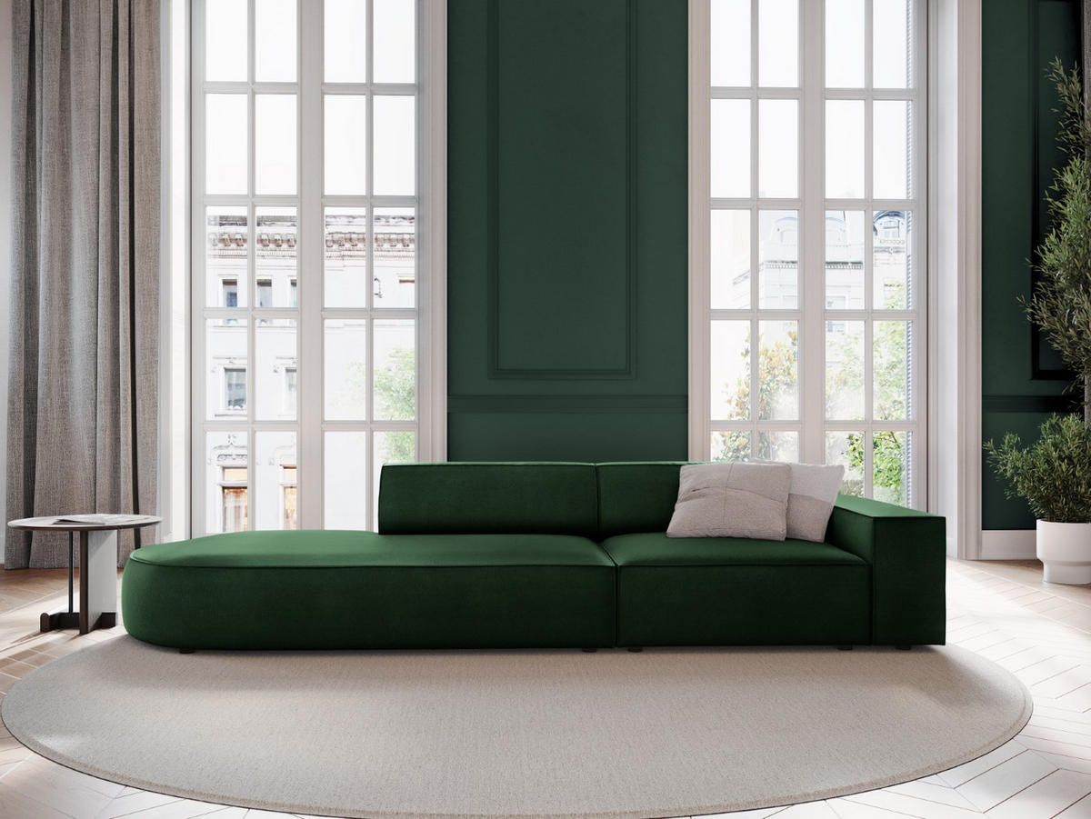 LINKES-SOFA Jodie aus Samt flaschengrün 3 Sitzplätze - Dunkelgrün, Textil (262/70/102cm) - Micadoni