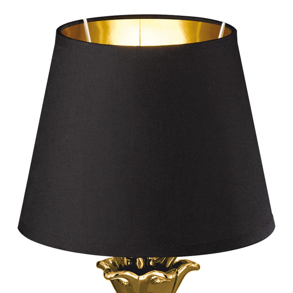 LED TISCHLEUCHTE Keramik Weiß Textil Schwarz Gold - Weiß, Kunststoff (20/20/35cm)