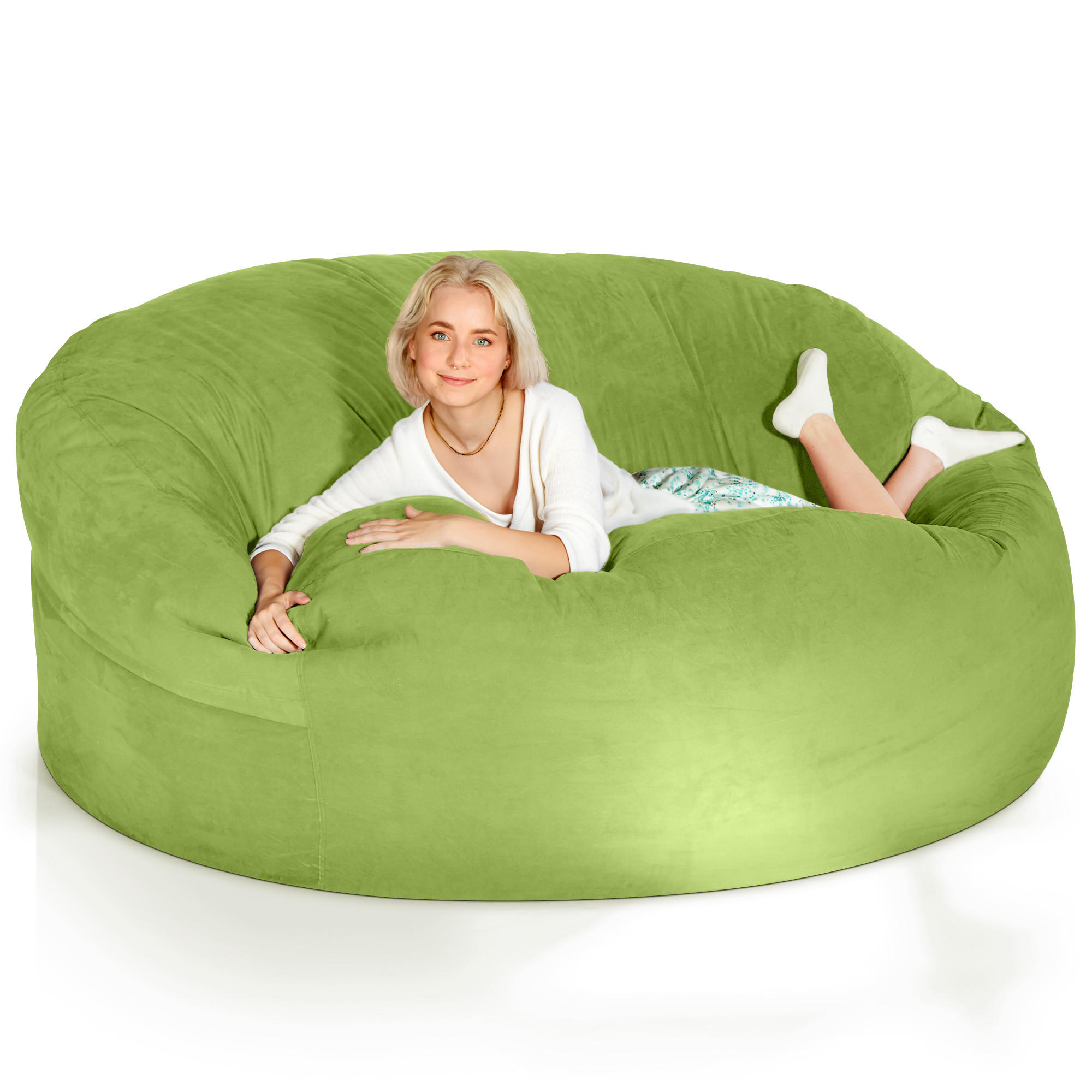 RIESEN-SITZSACK XXL JUMBO Velours 6ft - Grün, Textil (180/120/180cm) - Green Bean