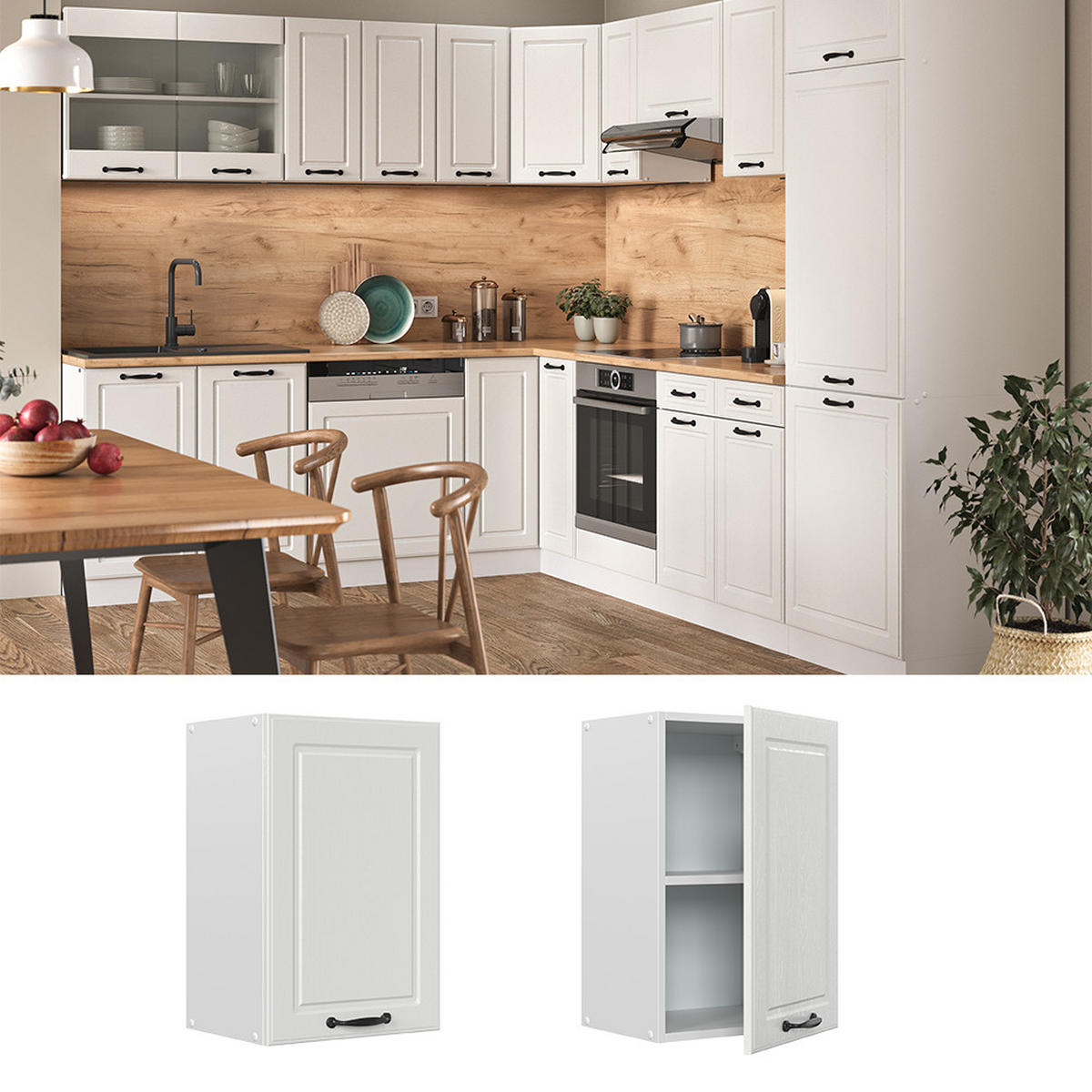 HÄNGESCHRANK R-Line Weiß Landhaus 40 cm - Weiß, Holzwerkstoff (40/60/31cm) - Vicco