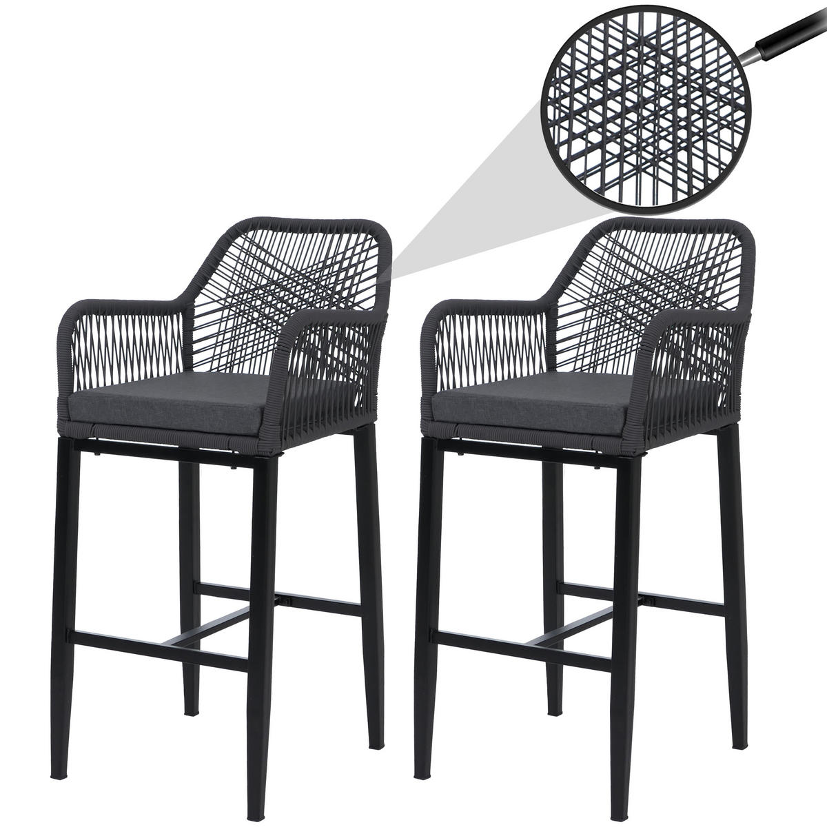BARSKI STOL Anthracite - antracit, tekstil (51/105/60cm) - MCW