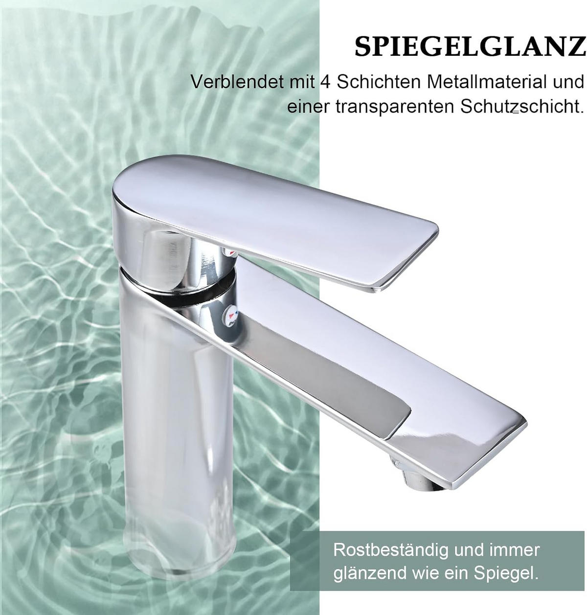 WASCHTISCHARMATUR, 17,5 x 16 cm, silber - Silberfarben, Metall (25/10/20cm) - Vallsero