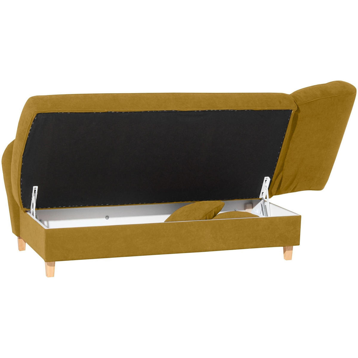 RECAMIERE mit Armteil rechts klappbar Katia Bezug Veloursstoff Buche natur / mais - Gelb, Kunststoff (190/82/88cm) - 58aufmkessel