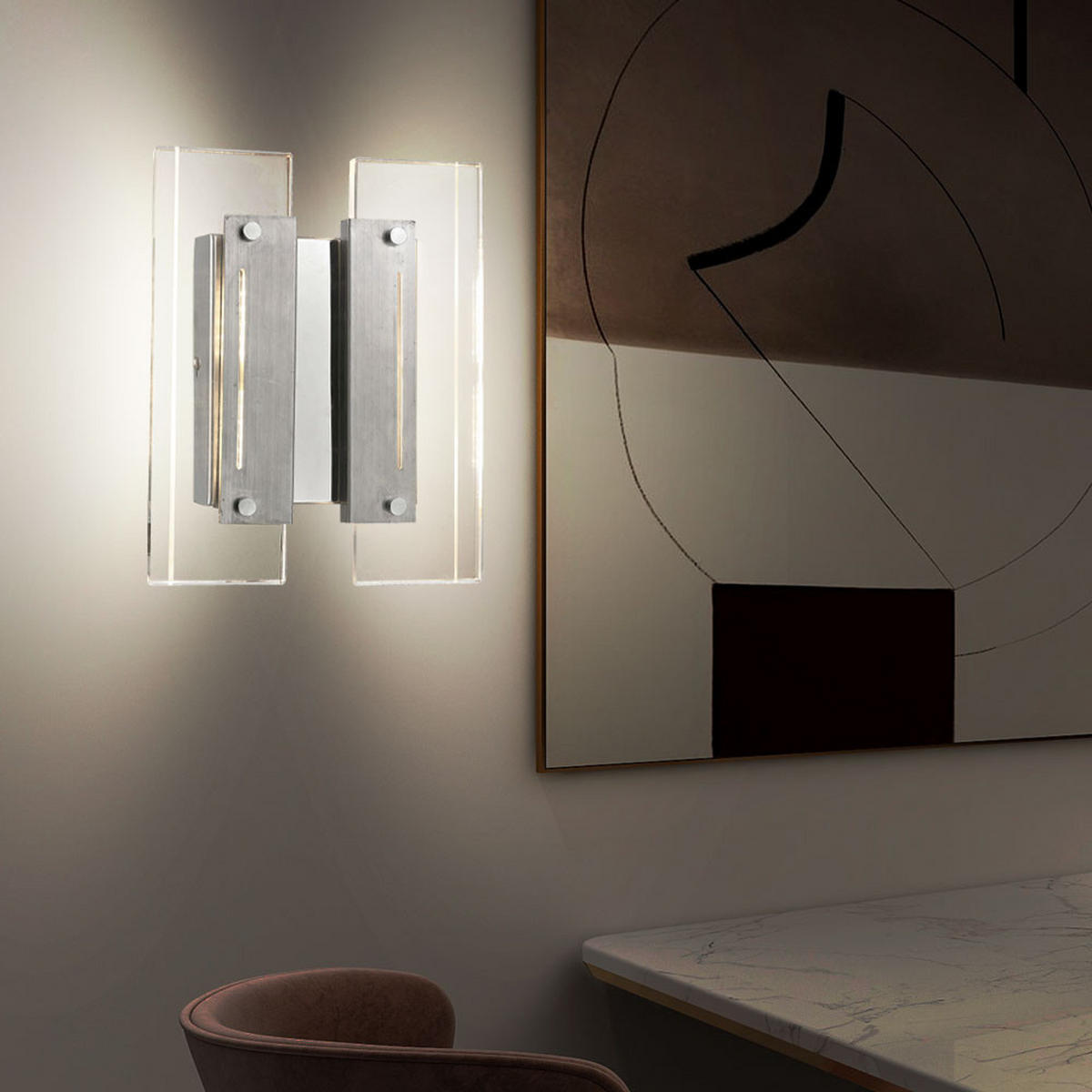 LED WANDLEUCHTE Laguna Silber Metall Acryl - Silberfarben, Metall (19.5/24/5.5cm) - Esto