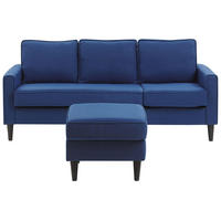 3-SITZER-SOFA mit Ottomane Polsterbezug Blau Avesta - Dunkelblau, Textil (186/85/131cm) - Beliani