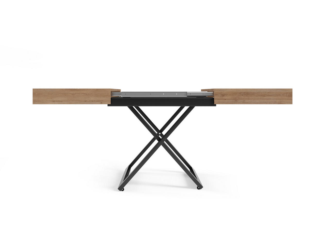COUCHTISCH SANNA U - Trüffeleichefarben/Schwarz, Holzwerkstoff/Metall (80/120/27cm) - Meblini