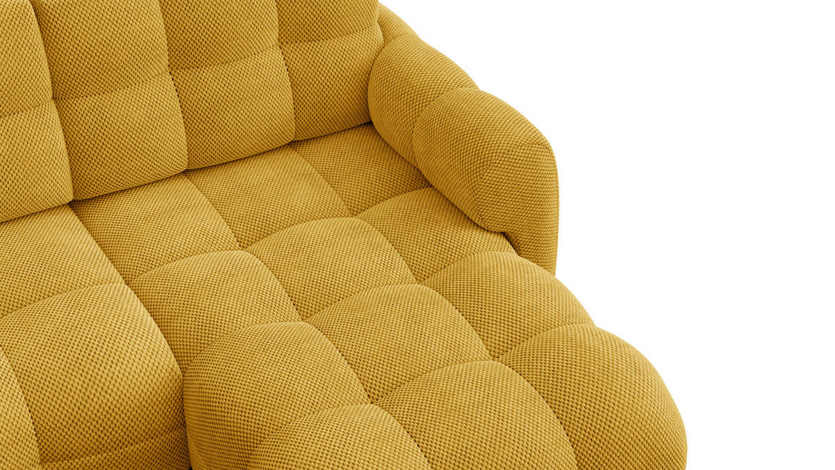 ECKSOFA MELLOW 3-Sitzer, safran - Gelb/Schwarz, Holz/Textil (232/156cm) - Courtois Laville