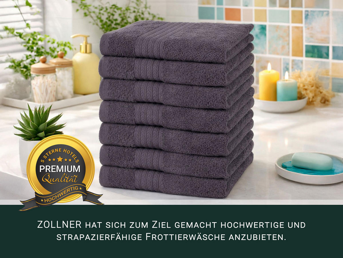 HANDTÜCHER, 6er-Set, 50x70 cm, 100% Baumwolle, Grau - Anthrazit, Textil (50/70cm) - Zollner