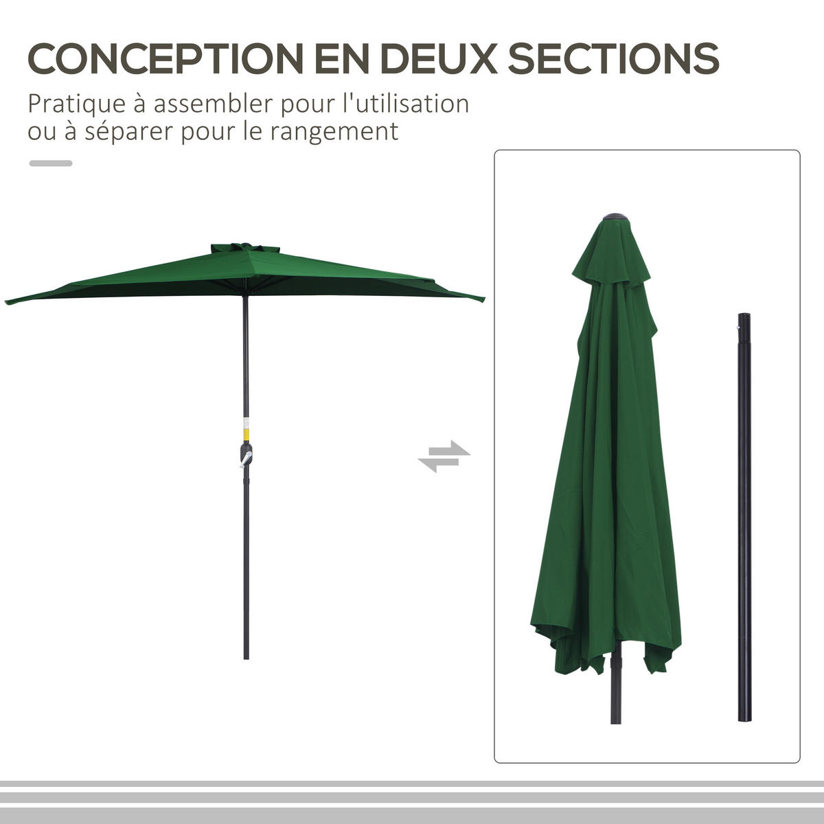 SONNENSCHIRM DE-11496 2,93/1,5/2,49 m Grün - Grün, Textil (150/293cm) - ComfortXL