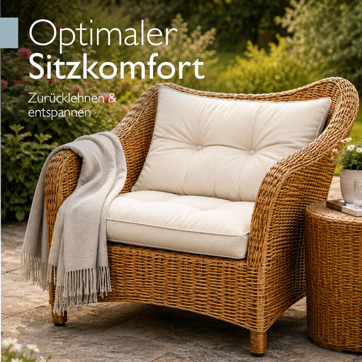 LOUNGEKISSEN Xluna Sitz 50x50x10cm mit Rücken 50x40x12cm Natur (2tlg) - Naturfarben, Textil (50/50cm) - Beautissu 