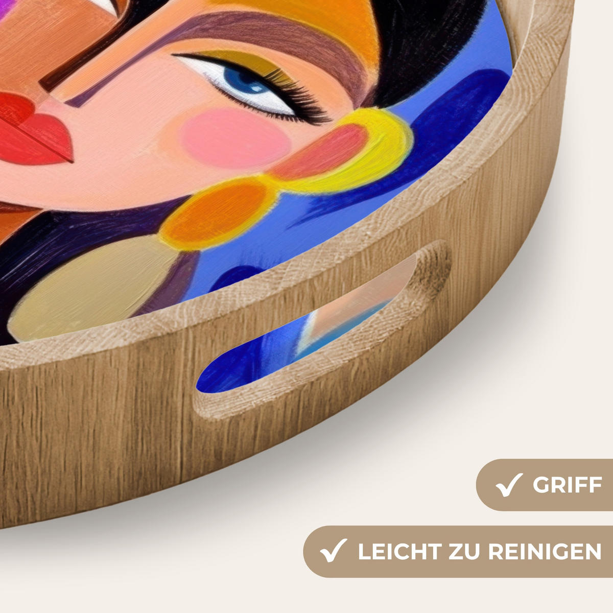 TABLETT - Porträt - Frau - Modern - 40x40 cm - Multicolor, Holz (40/5/5cm) - OnlyWow
