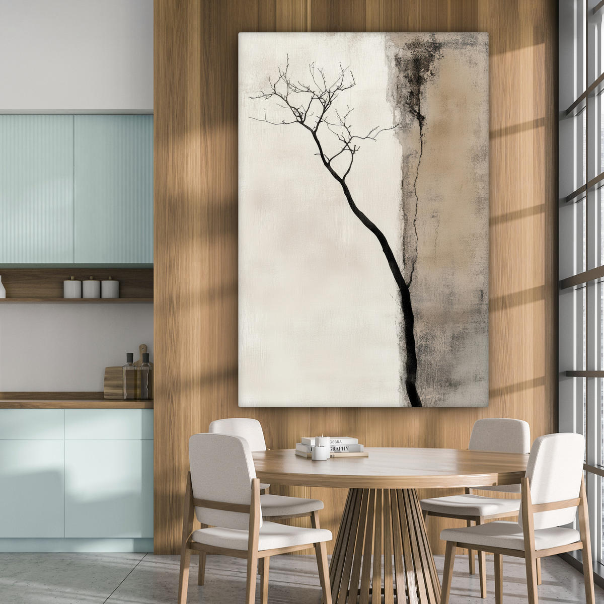 LEINWANDBILD Wabi sabi - Pflanze - Beige Deko Groß 90x140 cm - Taupe, Textil (90/140cm) - MuchoWow