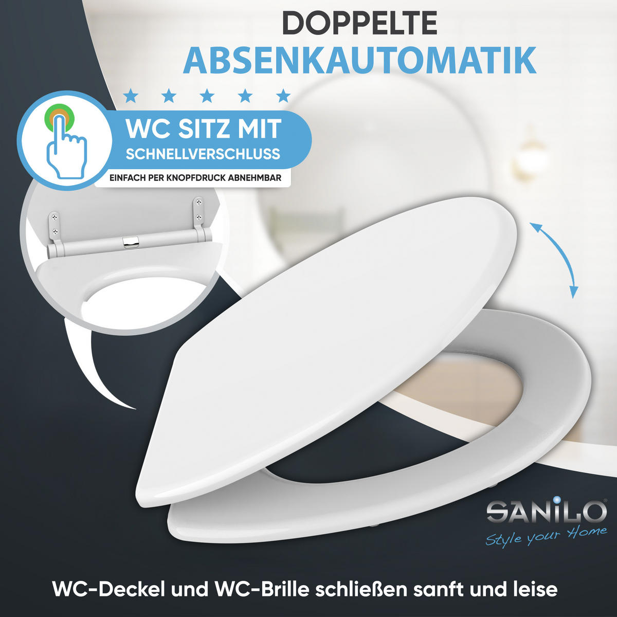 WC-SITZ mit Absenkautomatik & Top Fix Weiß - Weiß, Holzwerkstoff (37.7/5.5/48cm) - Sanilo
