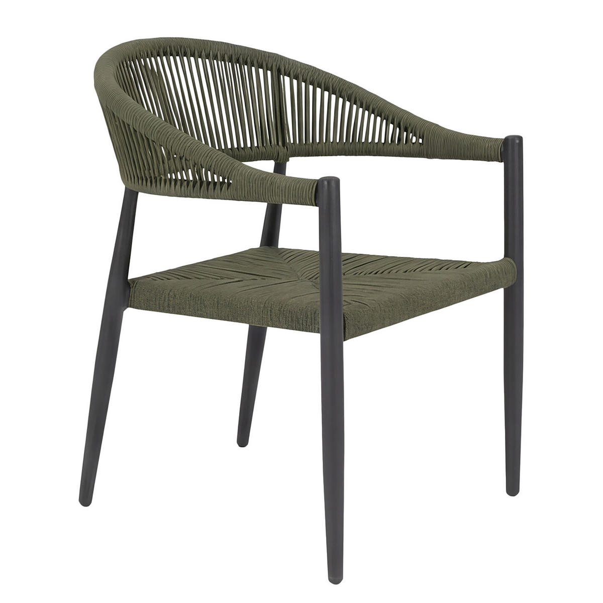 GARTENSTUHL - Aluminium / Polyrattan - Grün, Kunststoff/Metall (56/77/60cm) - home24