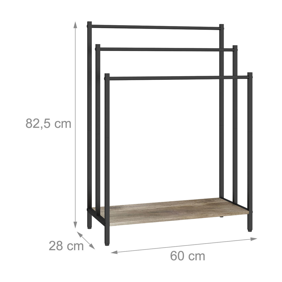 HANDTUCHSTÄNDER - Schwarz, Holzwerkstoff/Metall (60/81/28cm) - Relaxdays