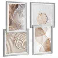 BILDER SET 4er Set - 50x50 cm & 40x60 cm Silberner Rahmen - Abstrakte bemalte Strukturen - Silberfarben, Kunststoff (50/50cm) - TULUP
