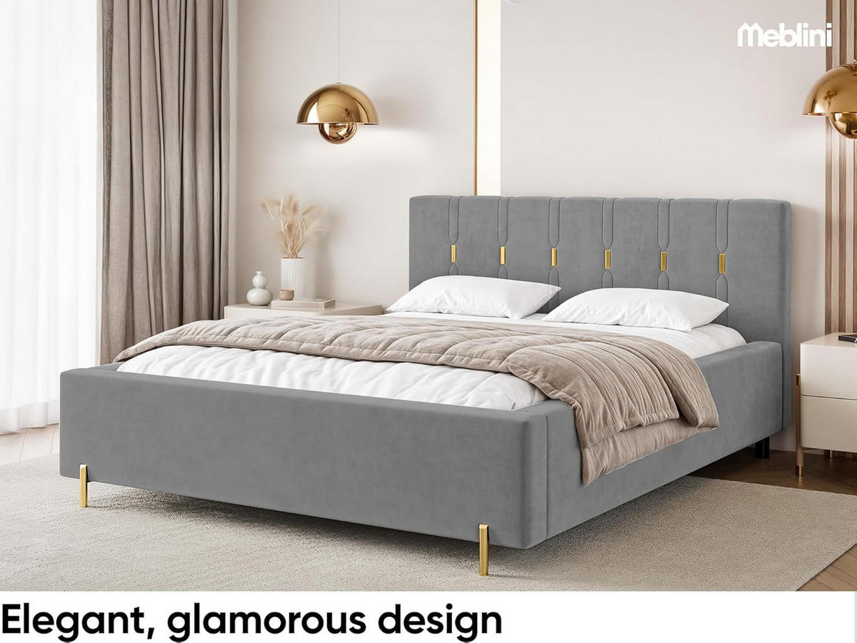 BETT FABIO - Goldfarben/Grau, Holzwerkstoff (140/200cm) - Meblini