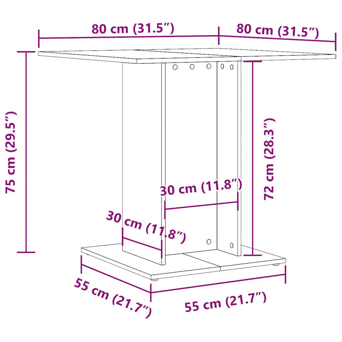 ESSTISCH Artisan-Eiche 80/80/75 Cm Holzwerkstoff - Braun, Holzwerkstoff (80/80/75cm) - vidaXL