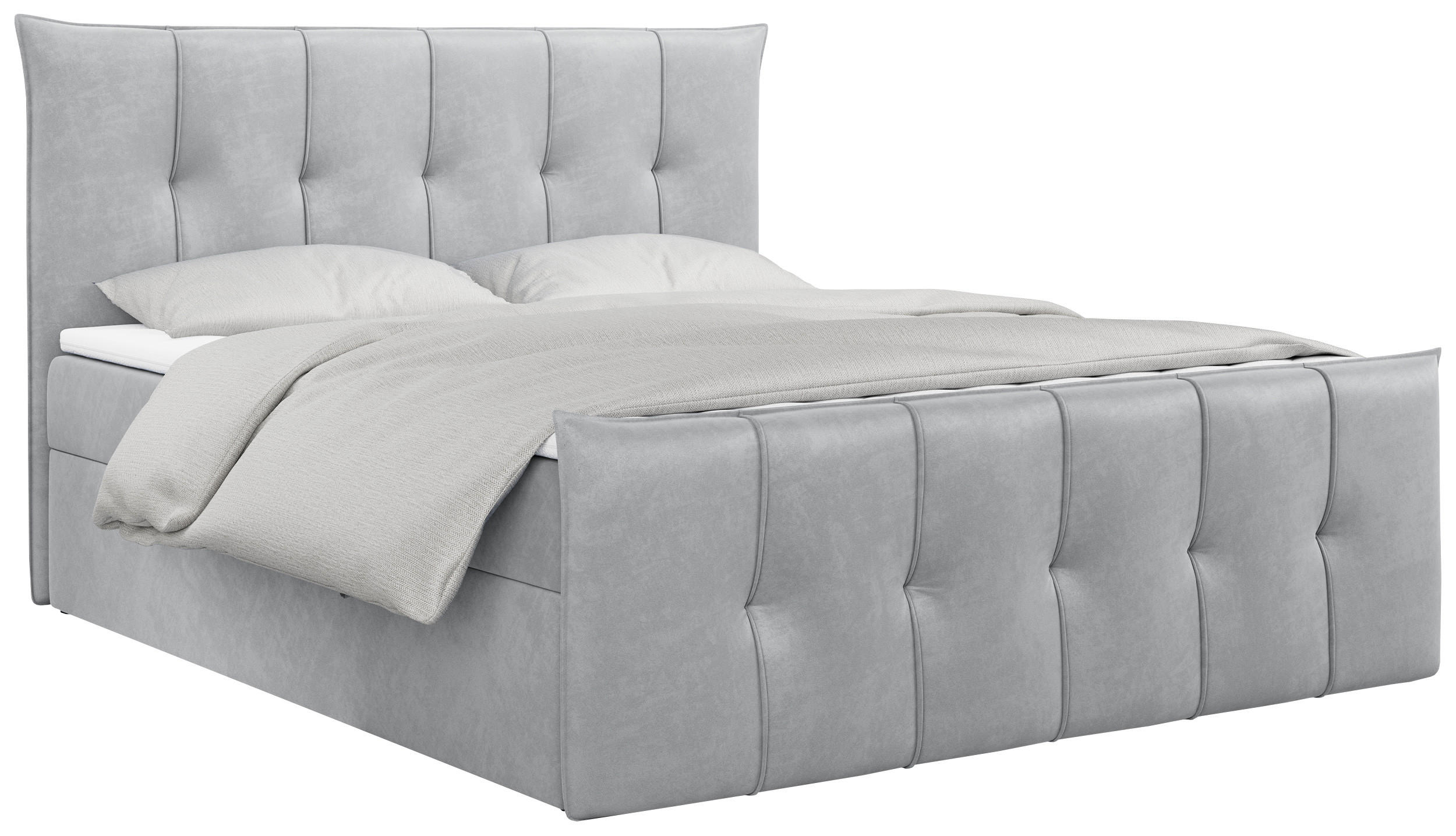 BOXBETT PREMIUM 11 140/200 Hellgrau Velvet - H3 - Hellgrau, Holz/Textil (140/200cm) - MKS