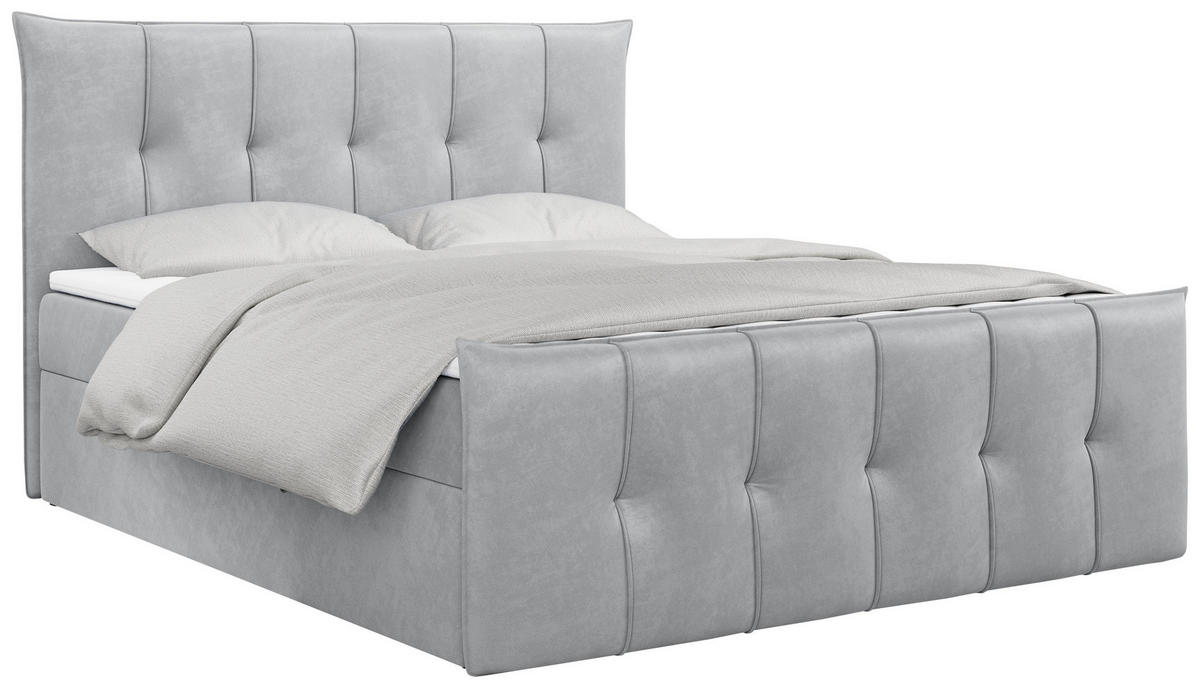 BOXBETT PREMIUM 11 200/200 Hellgrau Velvet - H4 - Hellgrau, Holz/Textil (200/200cm) - MKS
