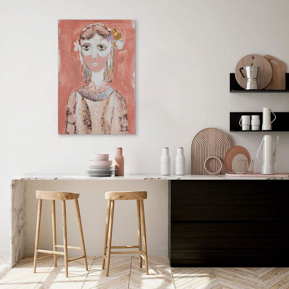 ACRYLBILD HANDGEMALT 60/90 cm - Pink/Weiß, Holz/Textil (60/90cm) - KUNSTLOFT