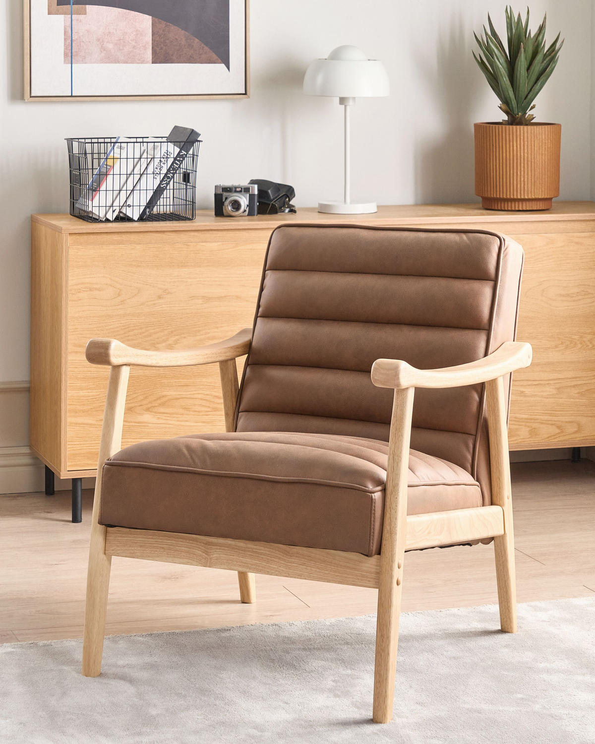 SESSEL Braun Leknes - Hellbraun/Braun, Kunststoff (62/79/74cm) - Beliani