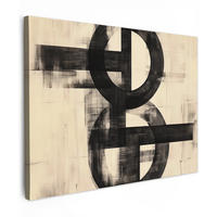 LEINWANDBILD Kreise - Balken - Schwarz - Abstrakt Wandbilder 80x60 cm - Schwarz, Textil (80/60cm) - MuchoWow