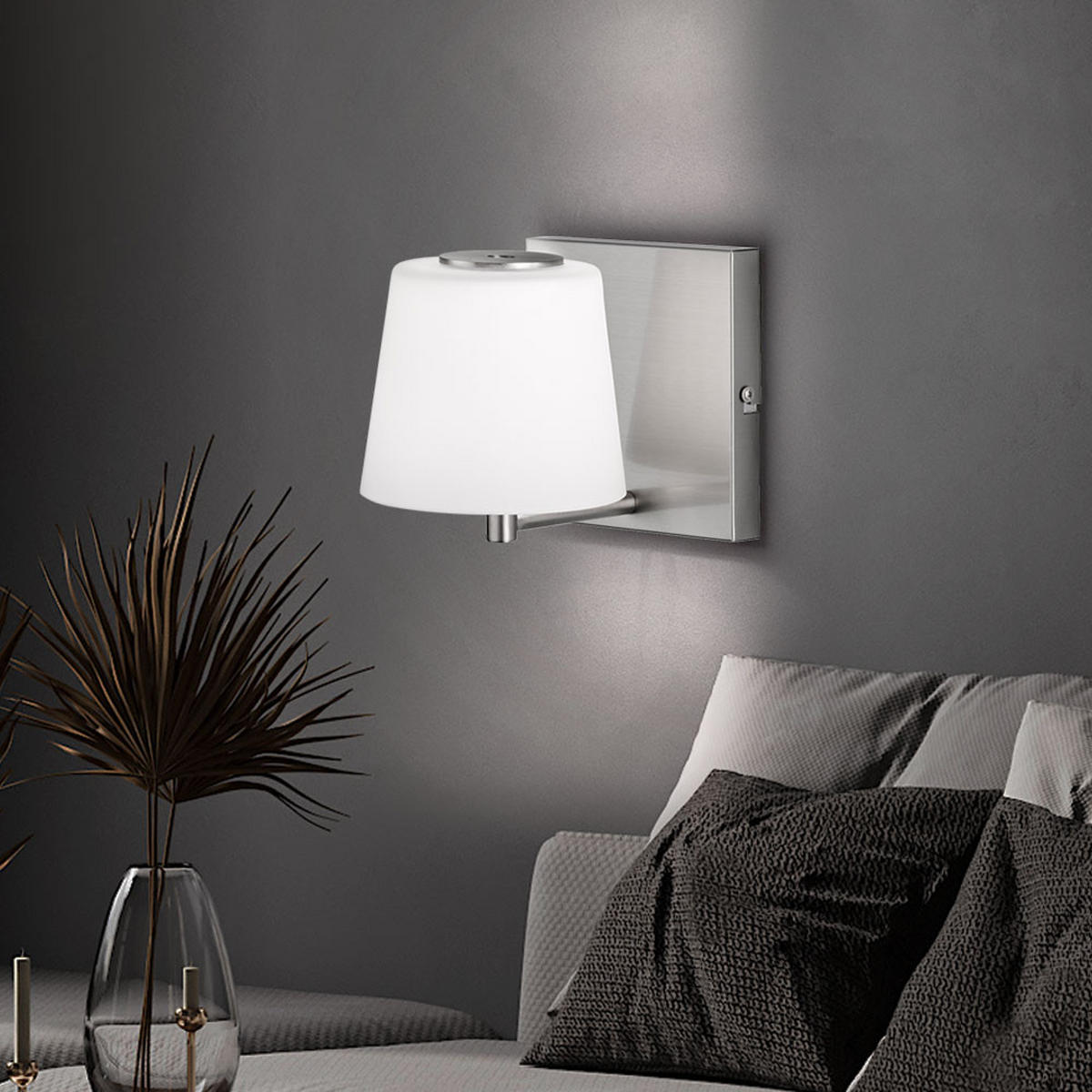 LED WANDLEUCHTE Metall Silber - Silberfarben, Glas (17/14/14cm) - Wofi