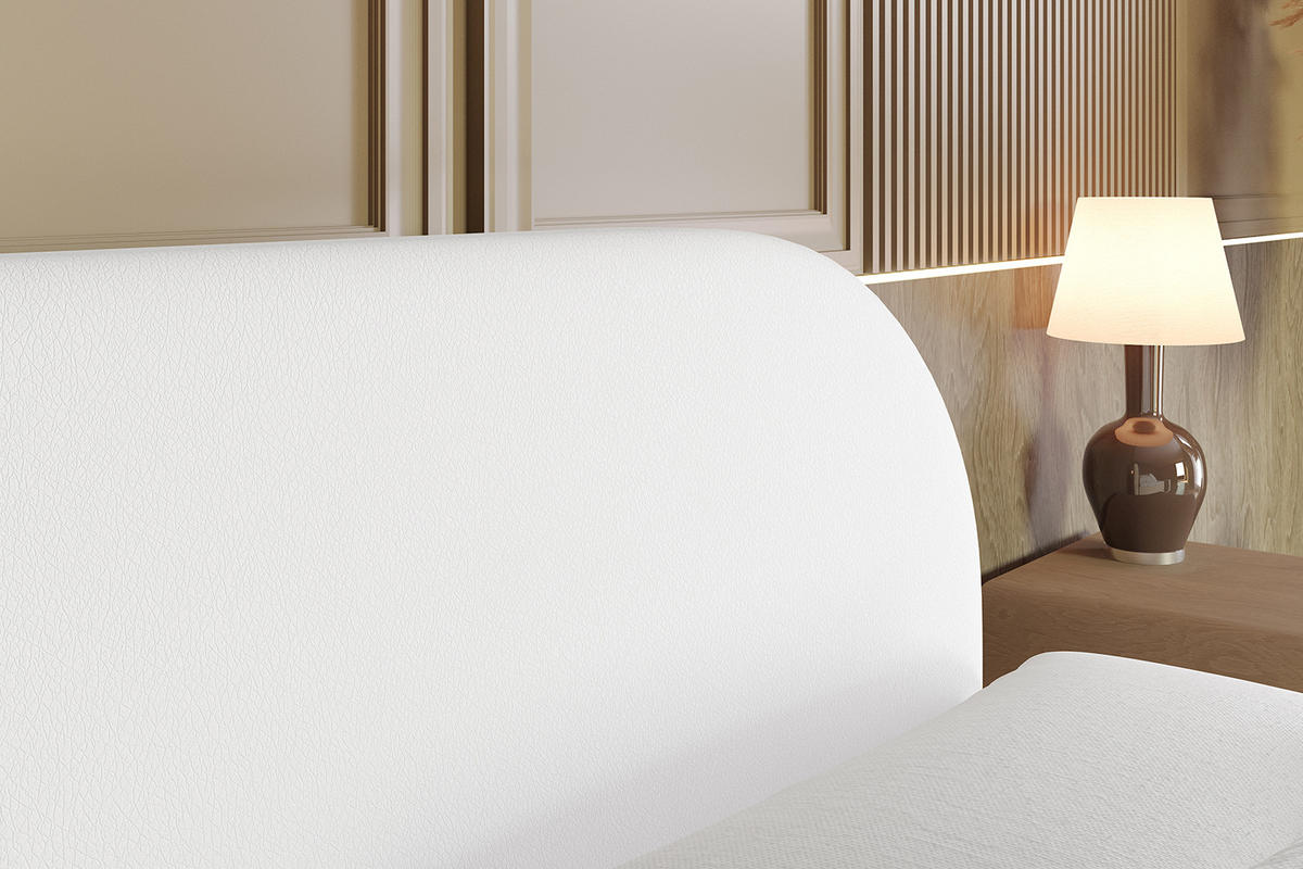 BOXBETT mit Matratze H4 und Lattenrost - NOX-Z - 160x200 - Weiß Kunstleder - Weiß, Holzwerkstoff (160/200cm) - ALTDECOR