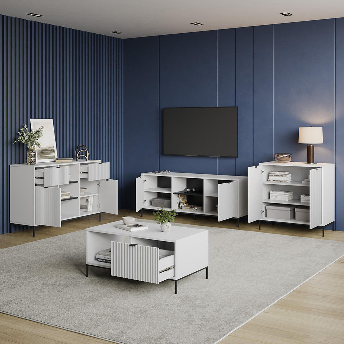 KOMMODE Aterno Weiß mit 2 Türen - Weiß, Holzwerkstoff (42/81.2/80cm) - Livinity®