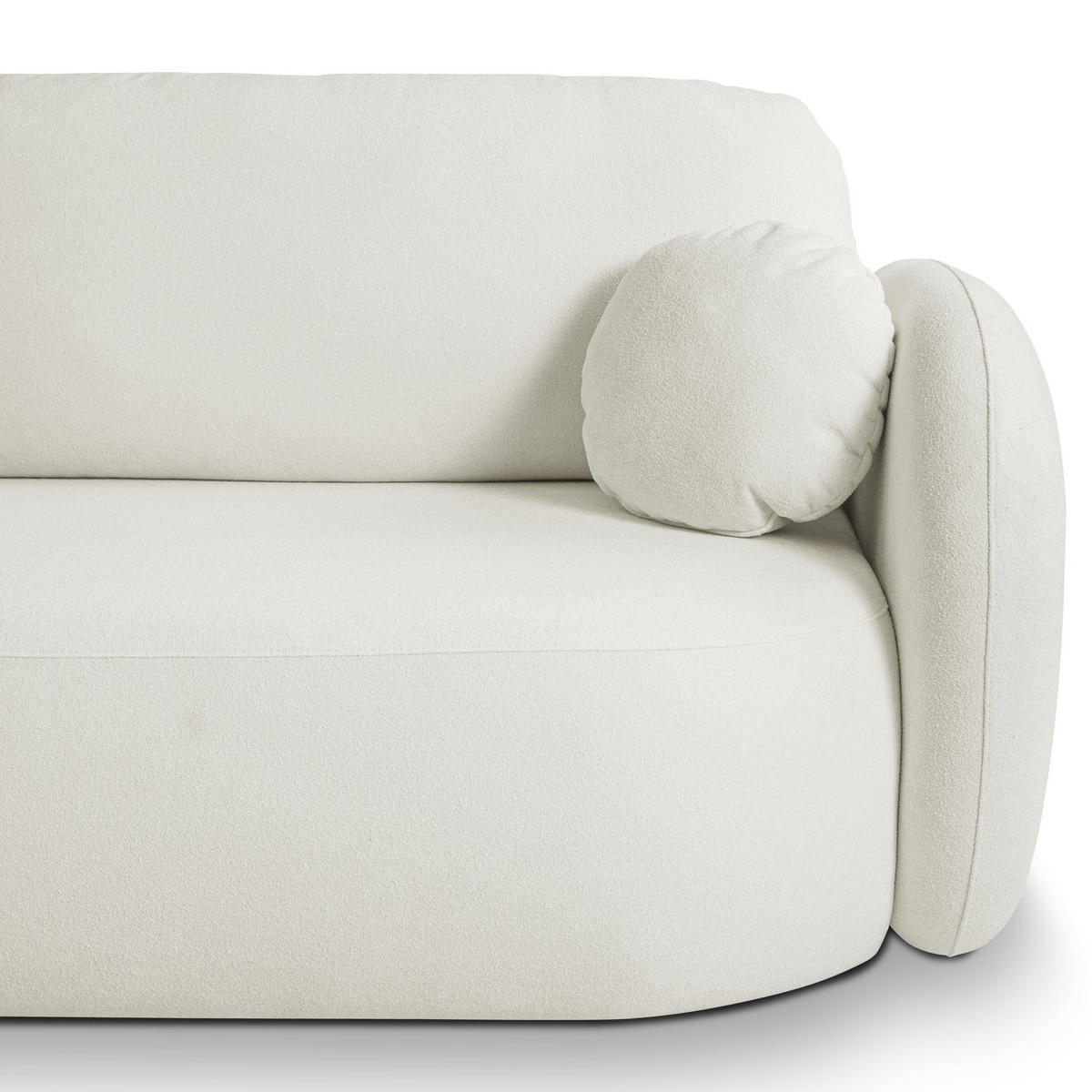 ECKSOFA AMICO L-S Creme Geflochtener Stoff mit Schlaffunktion - Creme, Holz (248/174cm) - MASSENO