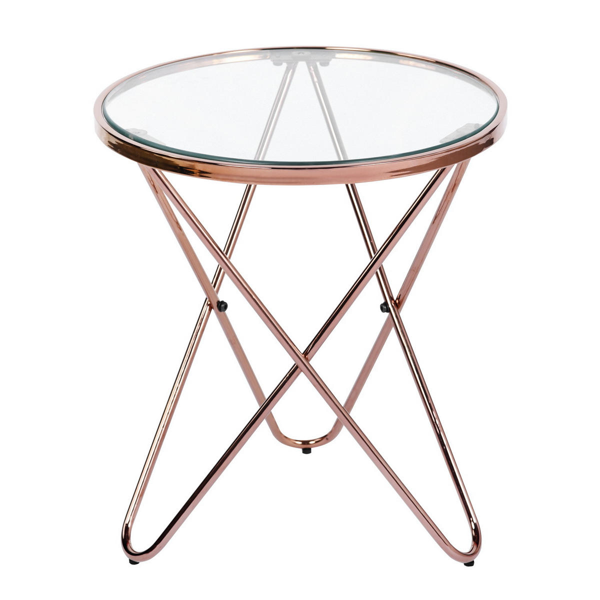 BEISTELLTISCH rundes Glas Roségold - Transparent/Roségold, Glas/Metall (45/45/50cm) - Urban Meuble