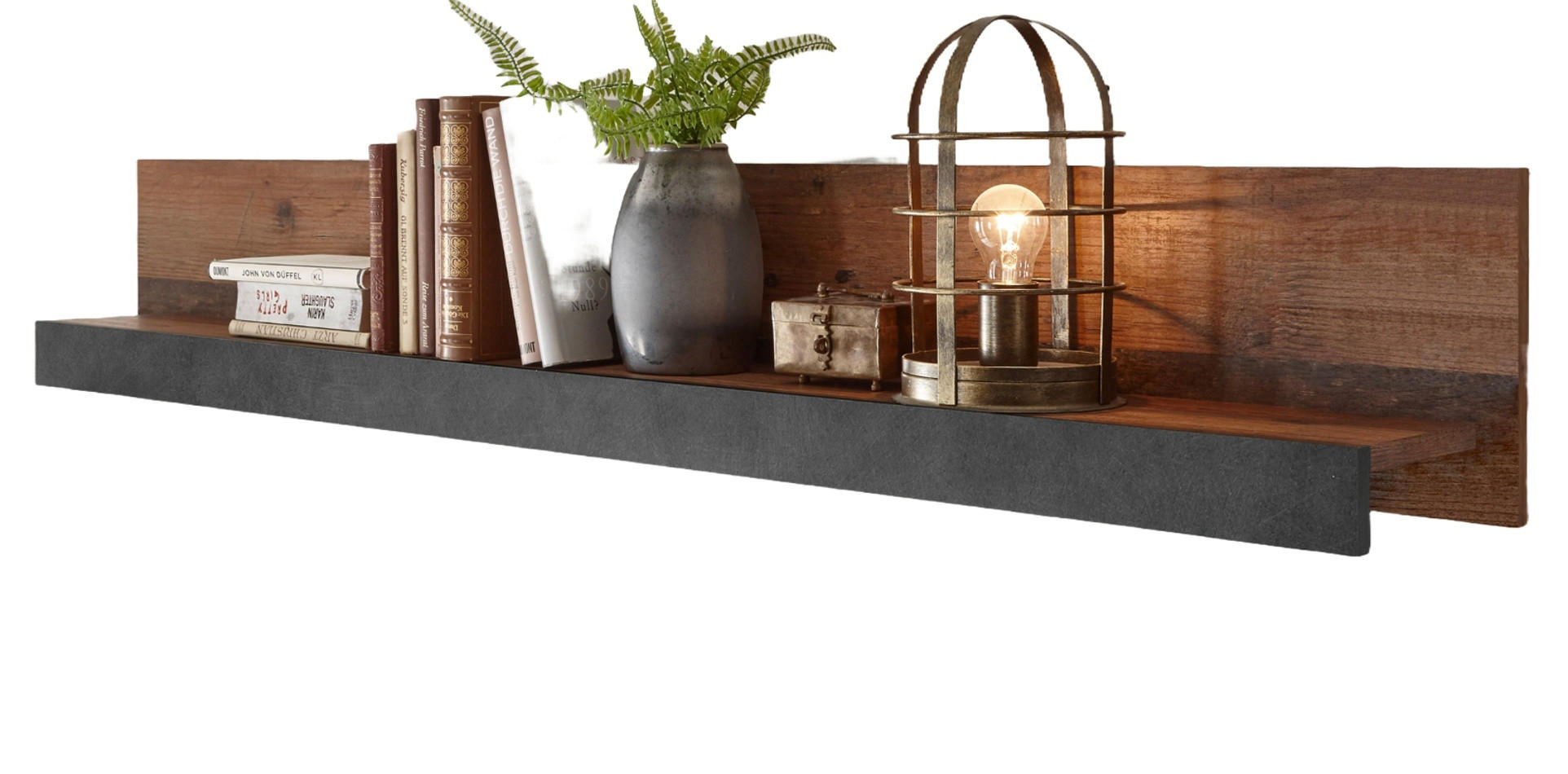 WANDBOARD Old Used Wood Shabby Design mit grau, Wandregal, 153 x 23 cm - Braun/Grau, Holzwerkstoff (153/23/18cm) - Furn.Design
