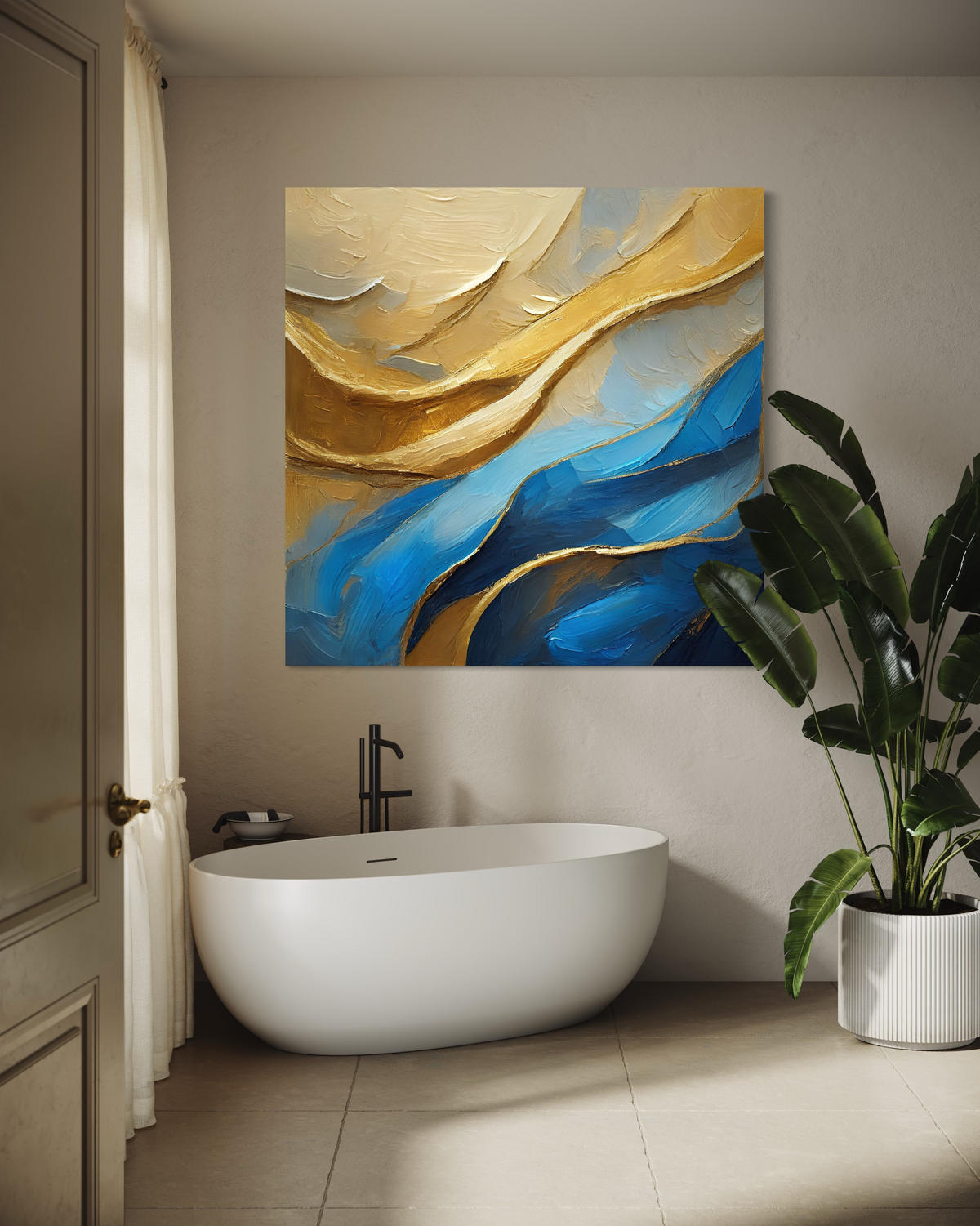 WANDBILD wellen abstrakt boho - Beige, Textil (30/30cm) - Feeby