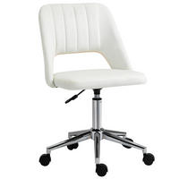 BÜROSTUHL Drehstuhl Jakobsmuschel-Form verstellbar Samtartiges Polyester - Chromfarben/Creme, Textil/Metall (60/91/49cm) - Vinsetto