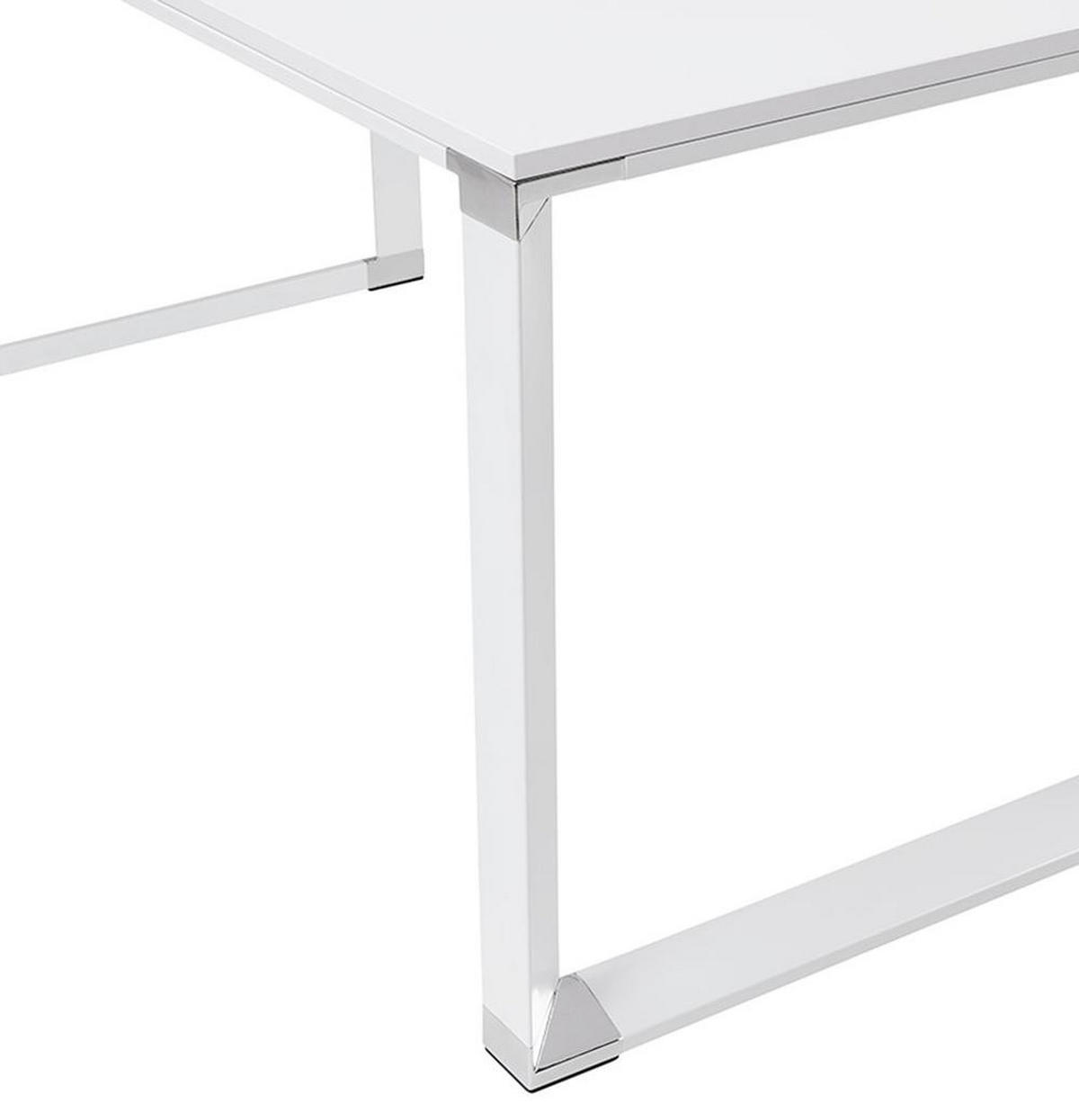 ECKSCHREIBTISCH Holz Metall Chromakzente KERIX, Weiß 170x160x74 cm - Weiß, Holz/Metall (160/170/74cm) - KADIMA DESIGN