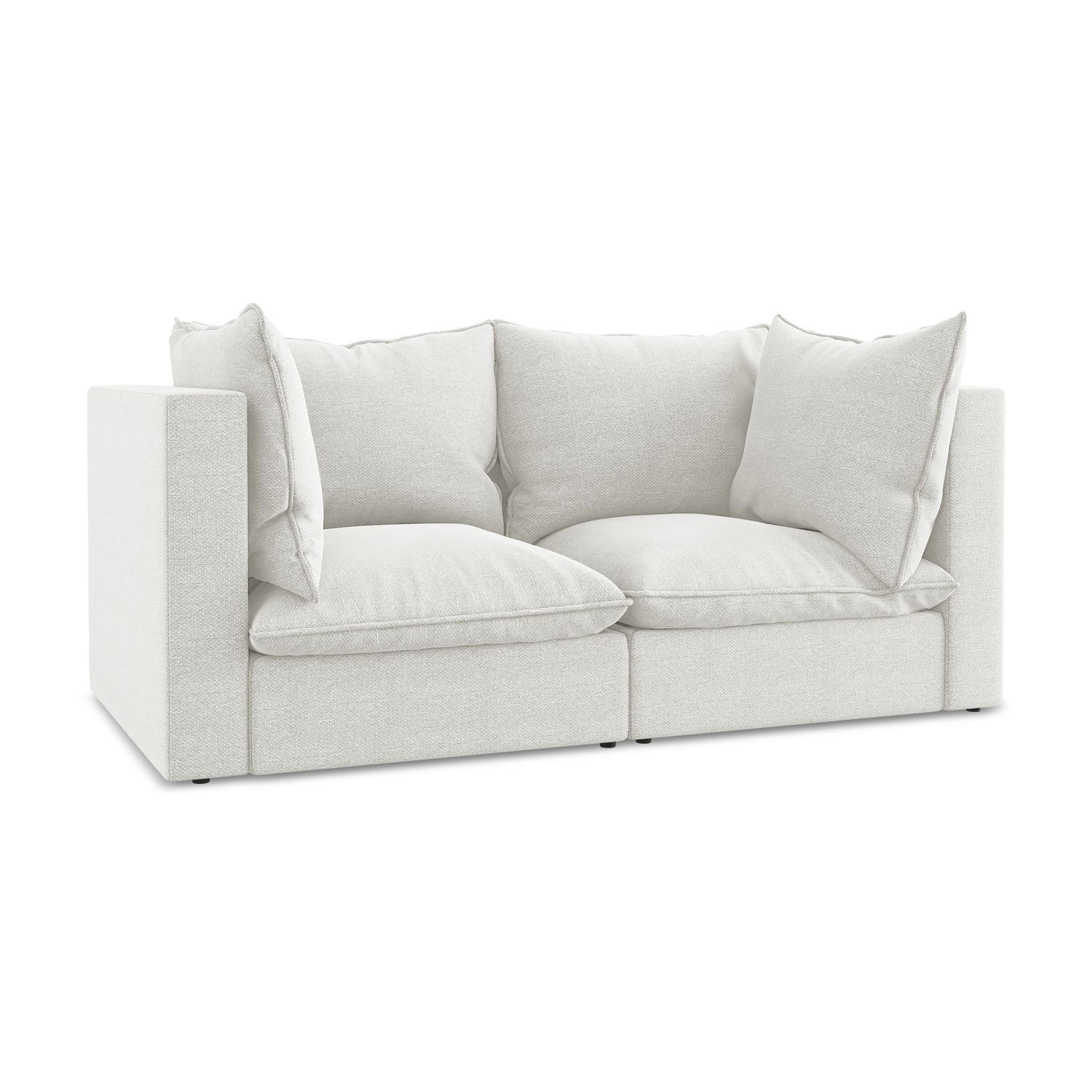 2-SITZER-SOFA Bouclé Stoff Weiß - Schwarz/Weiß, Holzwerkstoff/Kunststoff (180/77/90cm) - LaMiaSofa