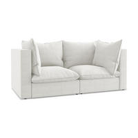2-SITZER-SOFA Bouclé Stoff Weiß - Schwarz/Weiß, Holzwerkstoff/Kunststoff (180/77/90cm) - LaMiaSofa