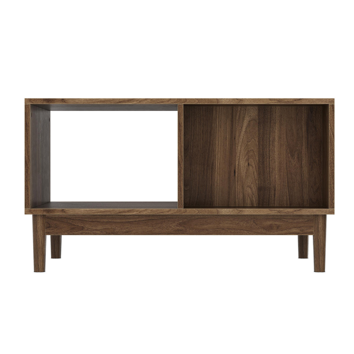 COUCHTISCH holzoptik & gitter-design mit schublade & offenen fächern - Walnussfarben, Holzwerkstoff (50/80/45cm) - Urban Meuble