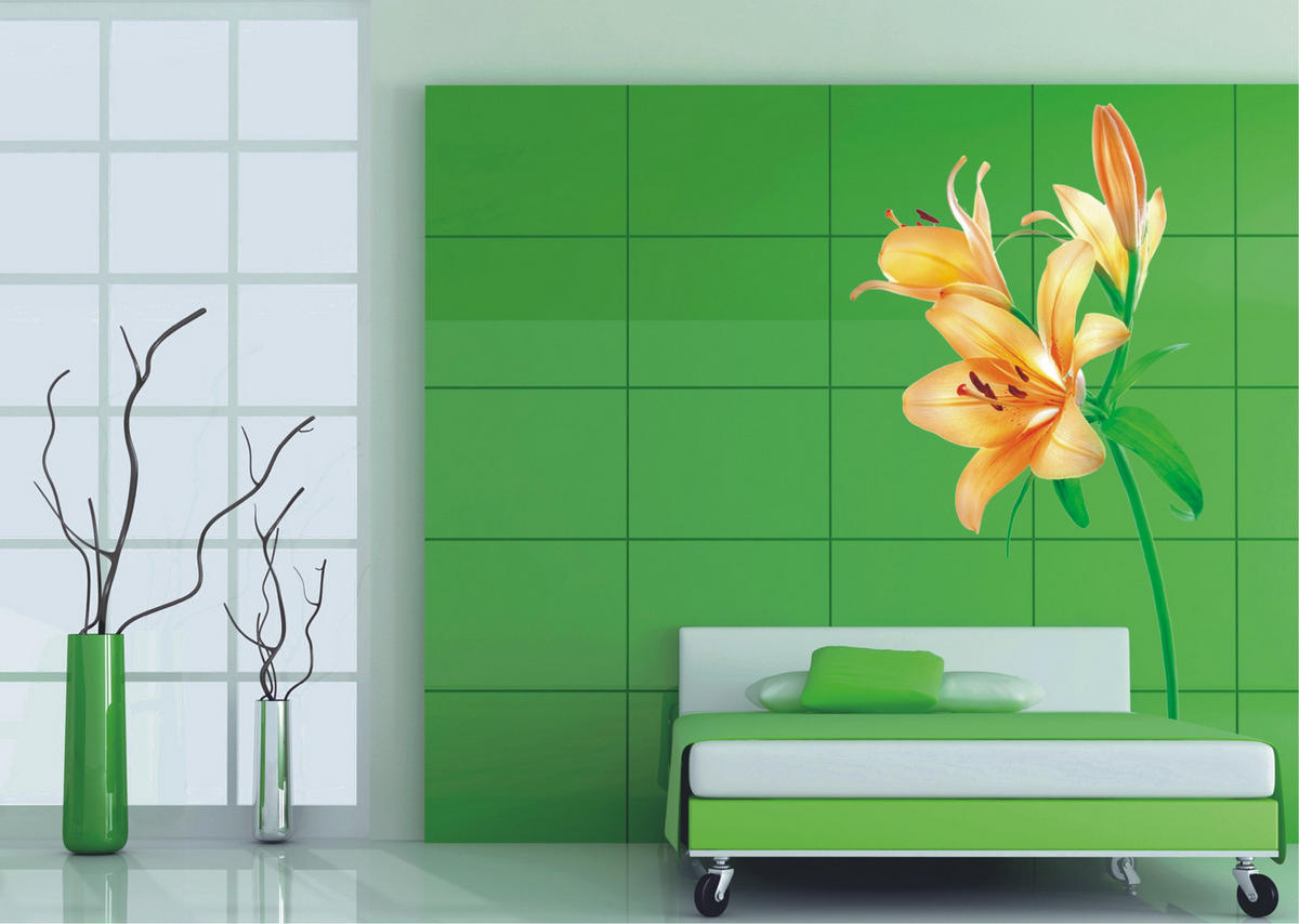 WANDTATTOO Blumen 85 x 65 cm - Orange, Papier (85/65/65cm) - Sanders & Sanders