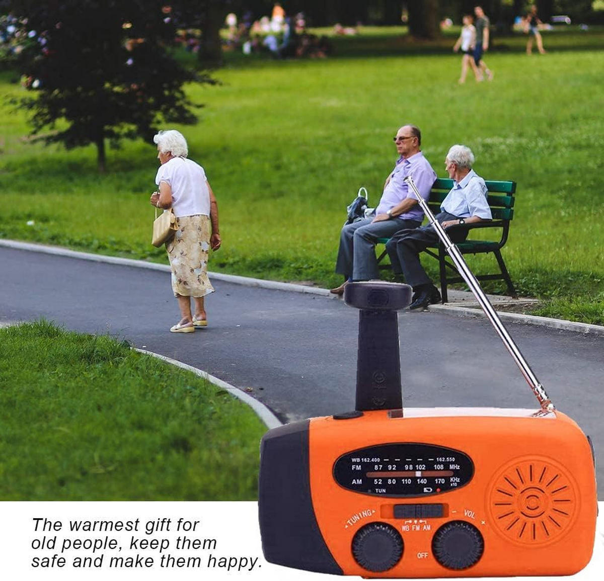 RADIO – NOAA AM/FM – Handkurbel-Generator / LED-Taschenlampe / 2000-mAh-Powerbank – Orange - Orange, Kunststoff (12.7/4.57/6cm) - DCA