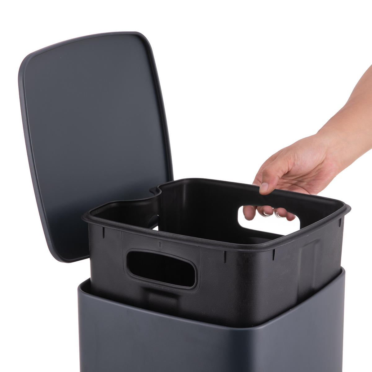 MÜLLEIMER - Grau, Kunststoff/Metall (25/33/30cm) - Relaxdays