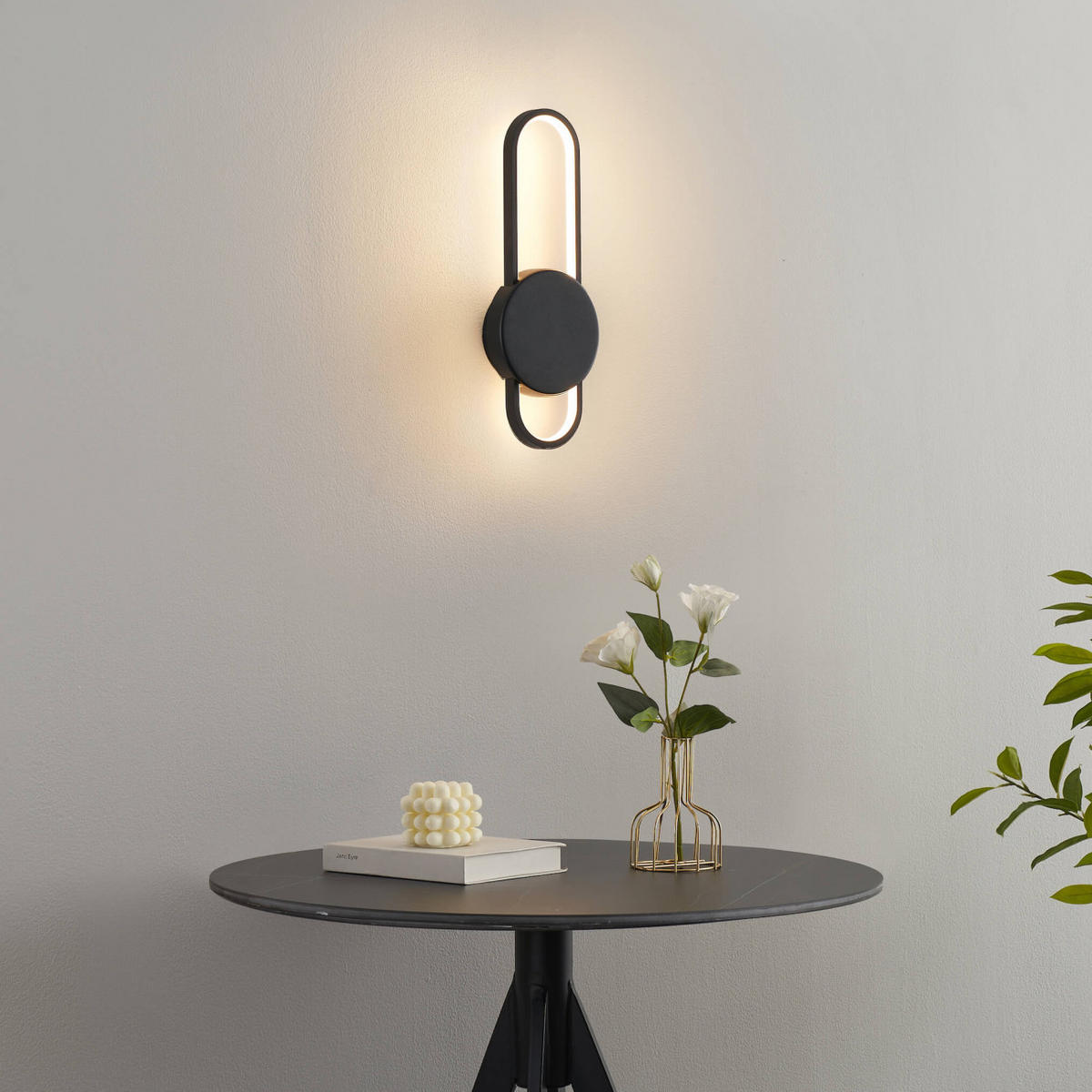 WANDLEUCHTE Piani, Schwarz, 40cm - Schwarz, Metall (15/40/6cm) - KOSILUM