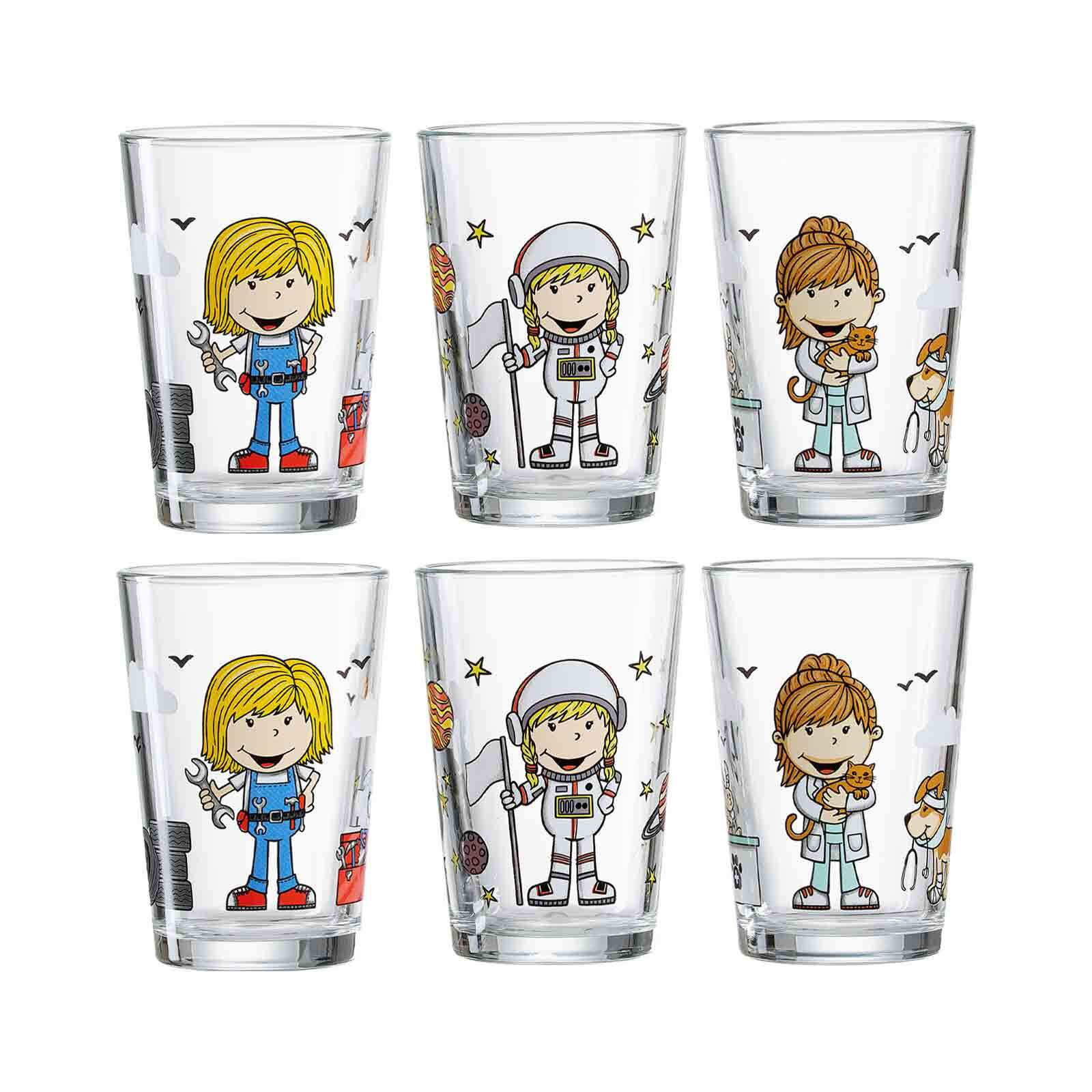 KINDERGLÄSER Berufe Mädchen bunt 205 ml 6er Set - Multicolor, Glas (0.205L) - Ritzenhoff Breker